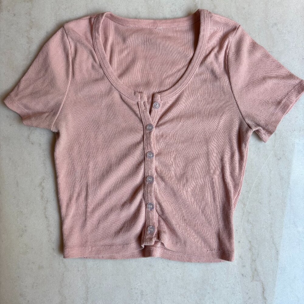 Women's Pink Crop Top Baby Tee